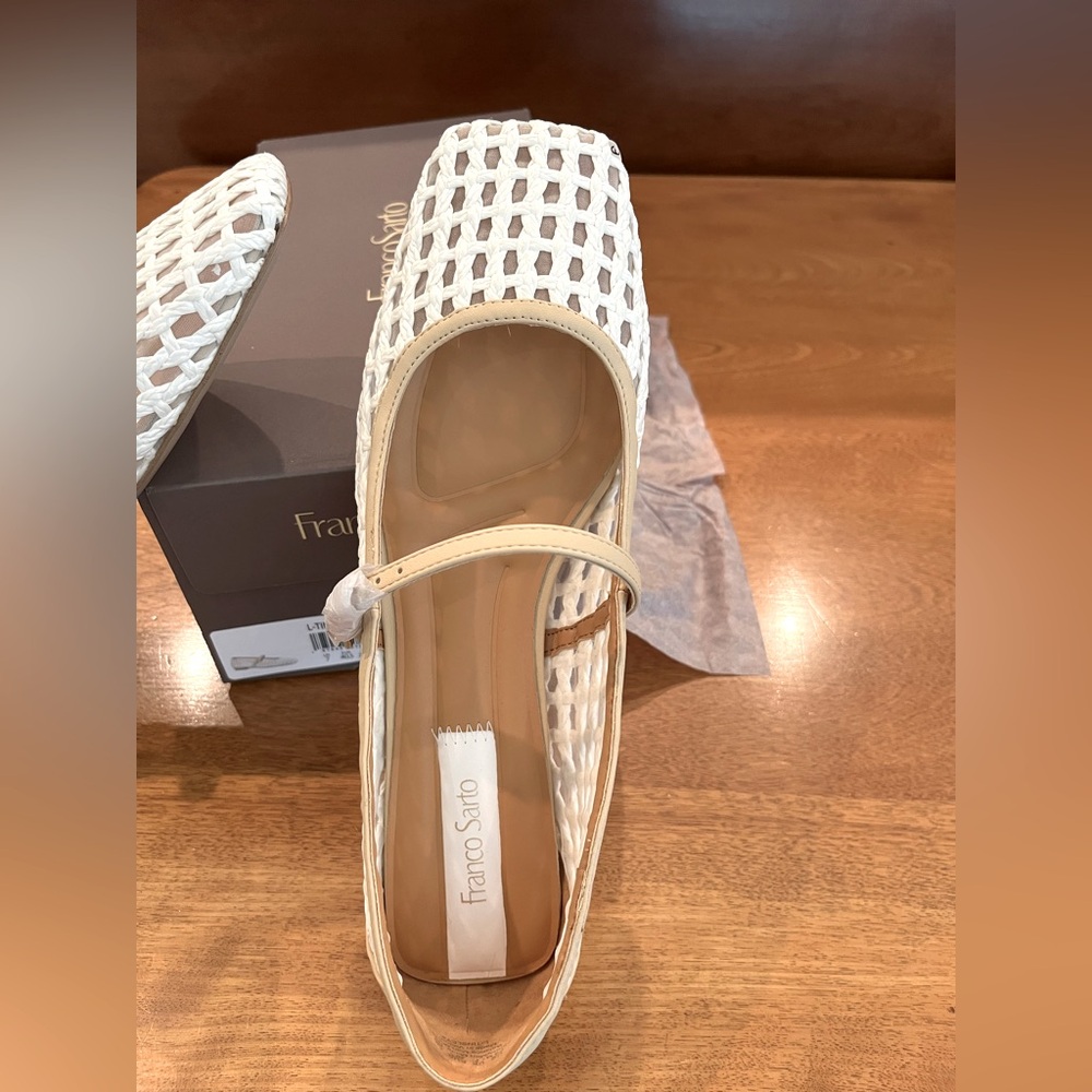 Franco Sarto White Perforated Flats